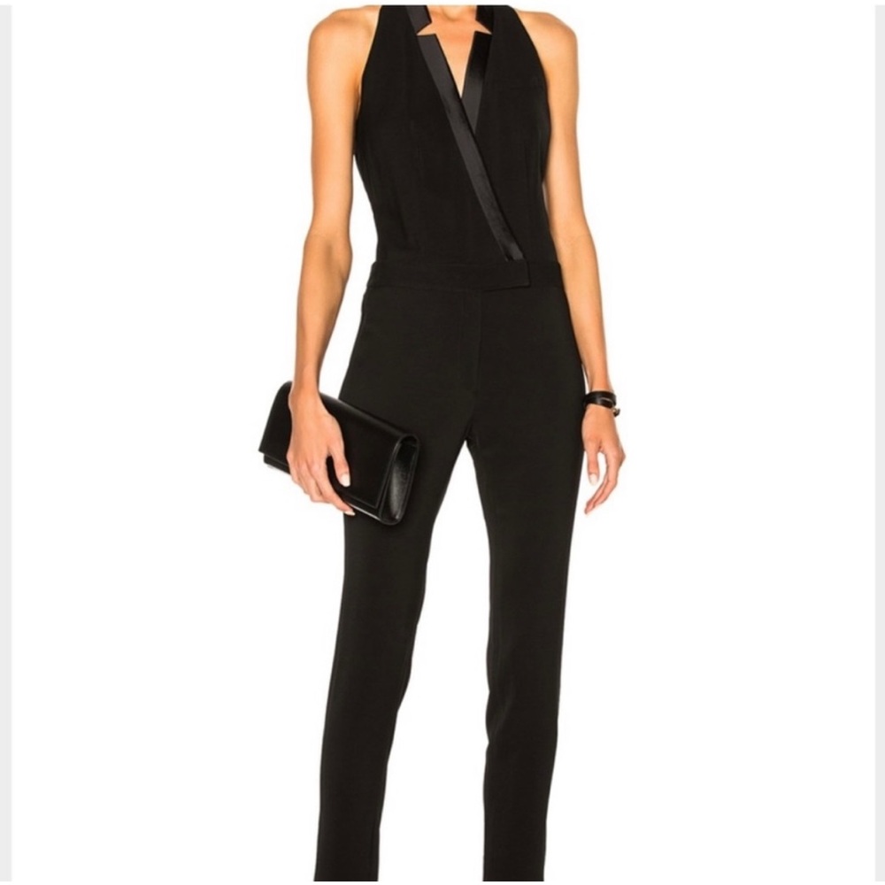 Veronica Beard black sleeveless tuxedo-style jumpsuit, size 4